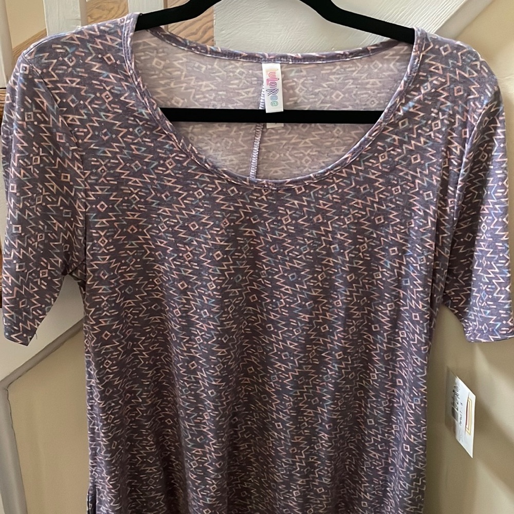 LuLaRoe Perfect T Top. Small. BNWT. Purple with pink and blue